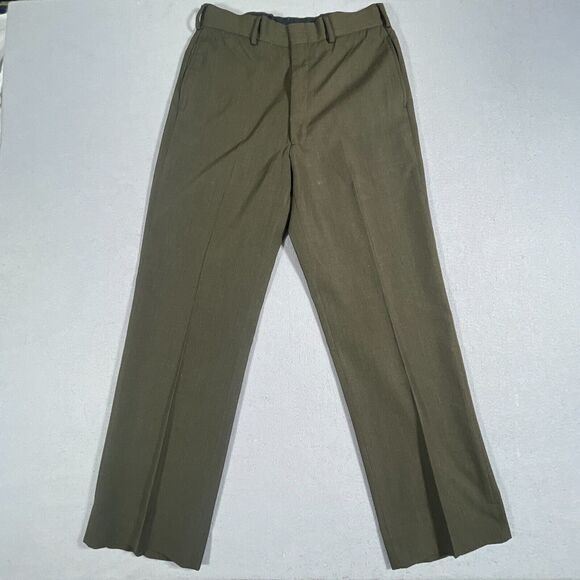 Defense‎ Logistics Agency Pants Mens 34L Army Green Trousers Slacks - Picture 1 of 11